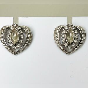 Quacker Factory Vintage silver pave’ heart earrings